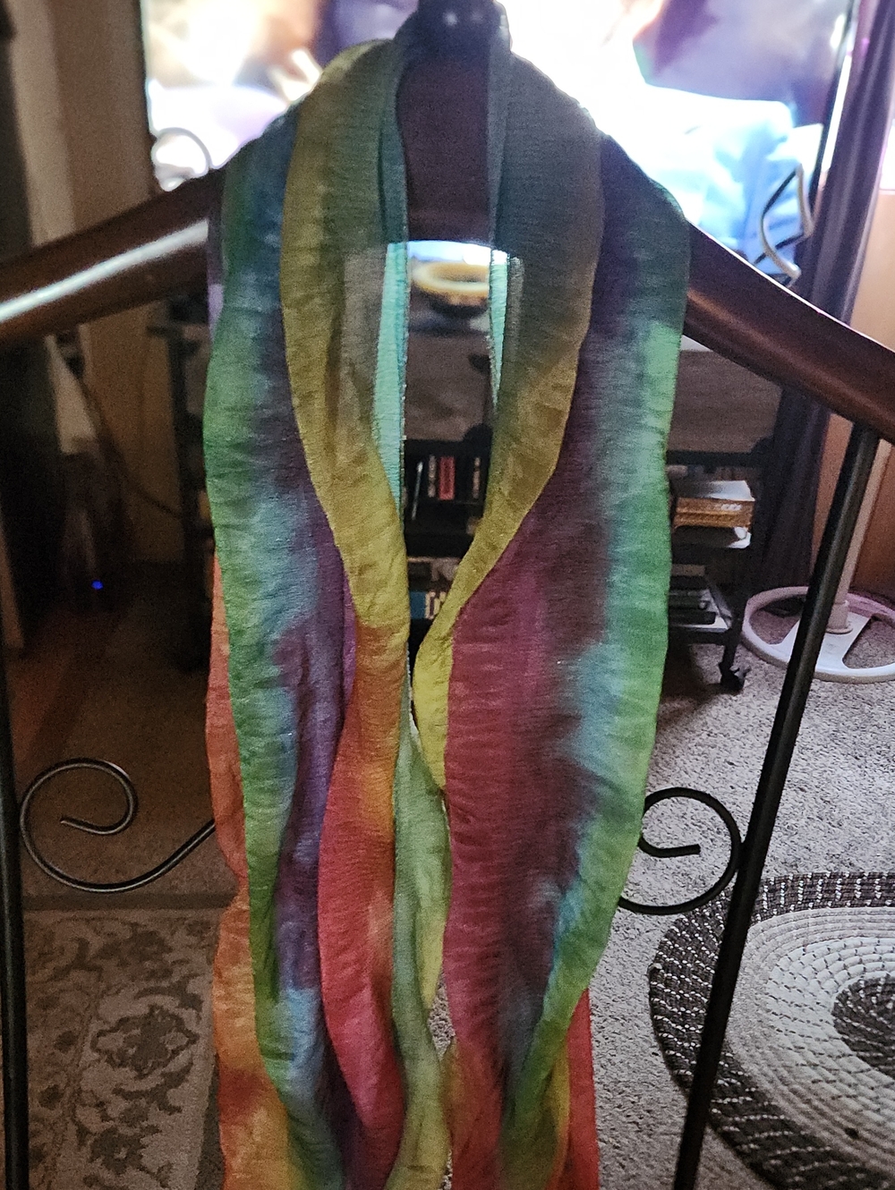 Multicolor Tie-Dye Scarf - Vibrant Green, Blue & Purple